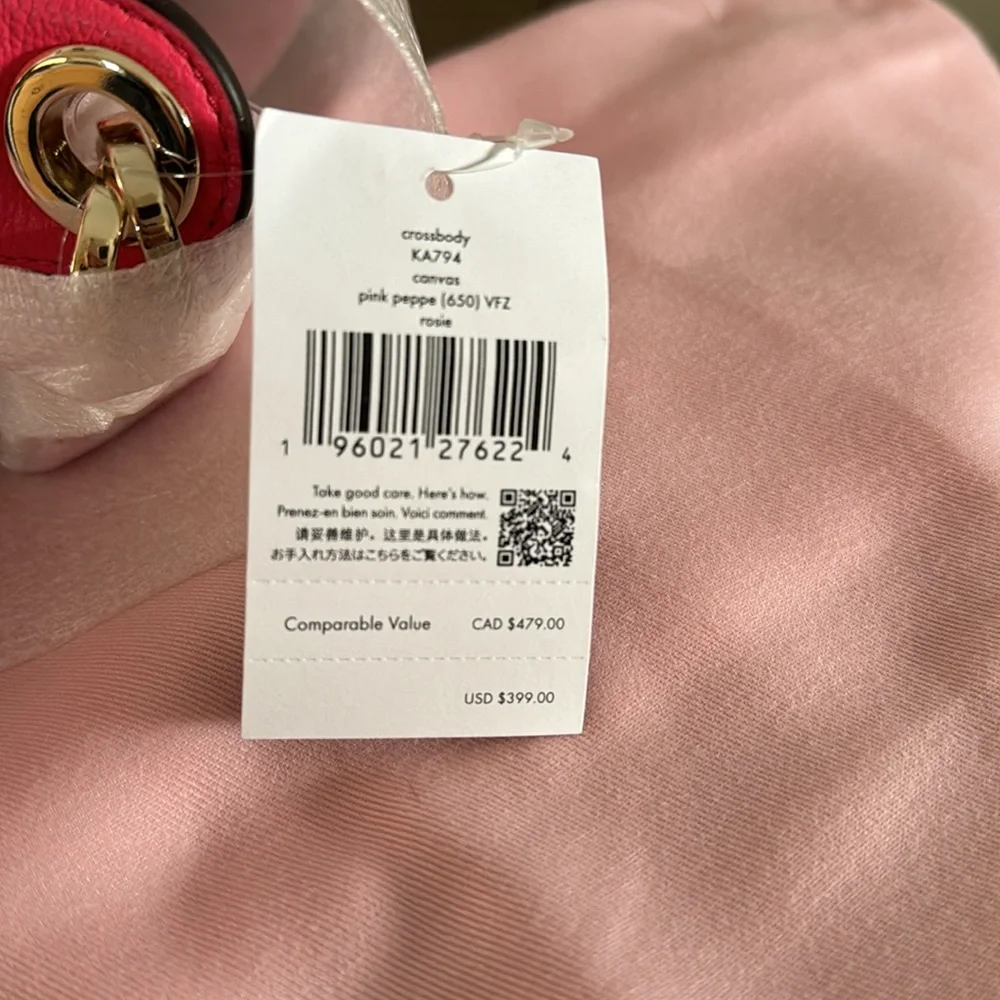 Kate Spade Rosie canvas crossbody pink peppe NWT - Picture 12 of 13